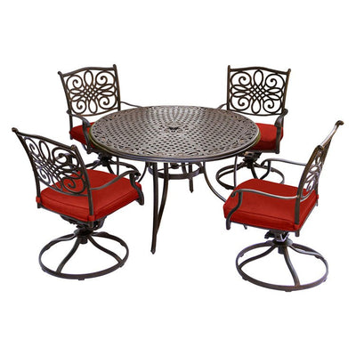 Product Image: TRADDN5PCSW-RED Outdoor/Patio Furniture/Patio Dining Sets