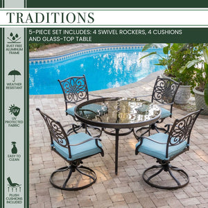 TRADDN5PCSWG-BLU Outdoor/Patio Furniture/Patio Dining Sets