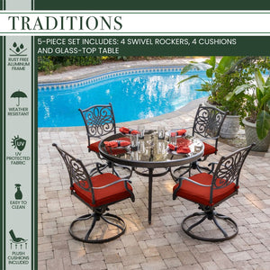 TRADDN5PCSWG-RED Outdoor/Patio Furniture/Patio Dining Sets