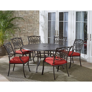 TRADDN7PCRD-RED Outdoor/Patio Furniture/Patio Dining Sets