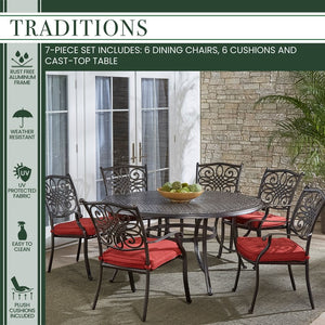 TRADDN7PCRD-RED Outdoor/Patio Furniture/Patio Dining Sets