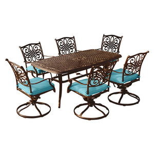 TRADDN7PCSW6-BLU Outdoor/Patio Furniture/Patio Dining Sets