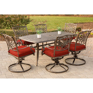 TRADDN7PCSW6-RED Outdoor/Patio Furniture/Patio Dining Sets