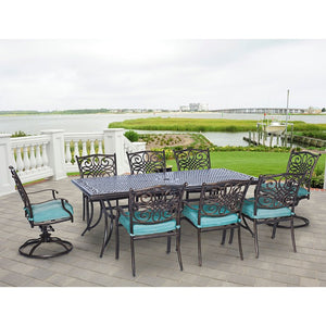 TRADDN9PC-BLU Outdoor/Patio Furniture/Patio Dining Sets
