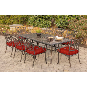 TRADDN9PC-RED Outdoor/Patio Furniture/Patio Dining Sets