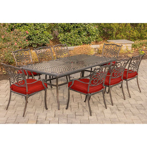 TRADDN9PC-RED Outdoor/Patio Furniture/Patio Dining Sets