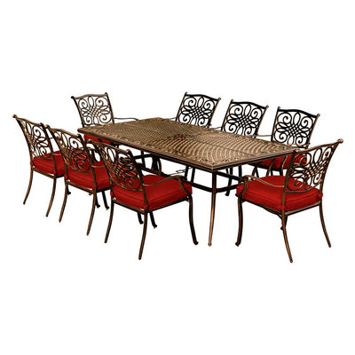 Product Image: TRADDN9PC-RED Outdoor/Patio Furniture/Patio Dining Sets