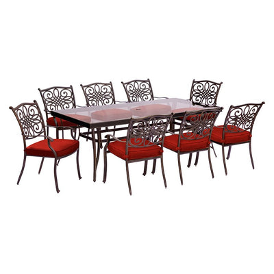 TRADDN9PCG-RED Outdoor/Patio Furniture/Patio Dining Sets