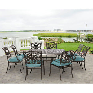 TRADDN9PCSQ-BLU Outdoor/Patio Furniture/Patio Dining Sets