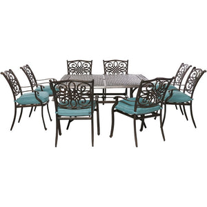 TRADDN9PCSQ-BLU Outdoor/Patio Furniture/Patio Dining Sets