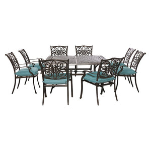 TRADDN9PCSQ-BLU Outdoor/Patio Furniture/Patio Dining Sets