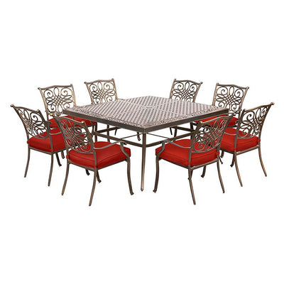 Product Image: TRADDN9PCSQ-RED Outdoor/Patio Furniture/Patio Dining Sets