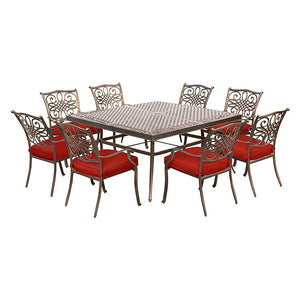 TRADDN9PCSQ-RED Outdoor/Patio Furniture/Patio Dining Sets