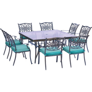 TRADDN9PCSQG-BLU Outdoor/Patio Furniture/Patio Dining Sets