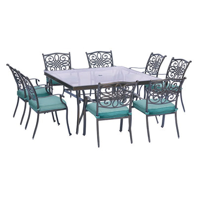 Product Image: TRADDN9PCSQG-BLU Outdoor/Patio Furniture/Patio Dining Sets
