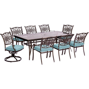 TRADDN9PCSW2G-BLU Outdoor/Patio Furniture/Patio Dining Sets