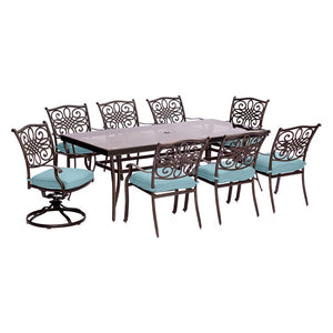 TRADDN9PCSW2G-BLU Outdoor/Patio Furniture/Patio Dining Sets