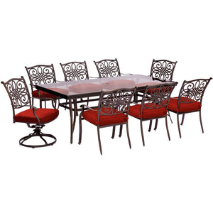 TRADDN9PCSW2G-RED Outdoor/Patio Furniture/Patio Dining Sets