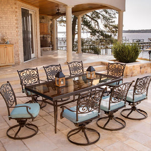 TRADDN9PCSWG-BLU Outdoor/Patio Furniture/Patio Dining Sets