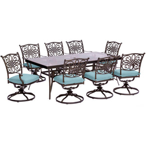 TRADDN9PCSWG-BLU Outdoor/Patio Furniture/Patio Dining Sets