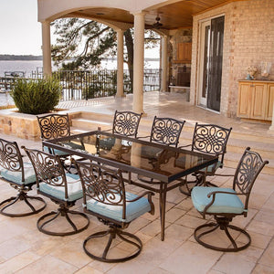 TRADDN9PCSWG-BLU Outdoor/Patio Furniture/Patio Dining Sets