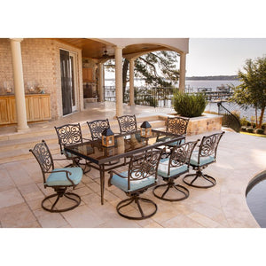 TRADDN9PCSWG-BLU Outdoor/Patio Furniture/Patio Dining Sets