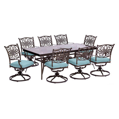 Product Image: TRADDN9PCSWG-BLU Outdoor/Patio Furniture/Patio Dining Sets