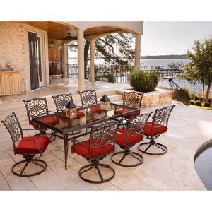 TRADDN9PCSWG-RED Outdoor/Patio Furniture/Patio Dining Sets