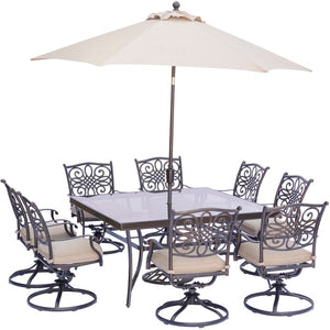 TRADDN9PCSWSQG-SU Outdoor/Patio Furniture/Patio Dining Sets