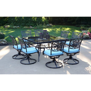 TRADDN9PCSWSQG-BLU Outdoor/Patio Furniture/Patio Dining Sets