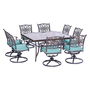 TRADDN9PCSWSQG-BLU Outdoor/Patio Furniture/Patio Dining Sets