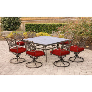 TRADDN9PCSWSQG-RED Outdoor/Patio Furniture/Patio Dining Sets