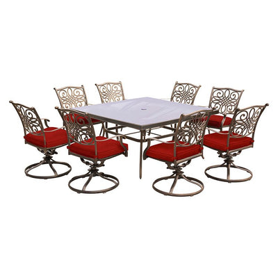 Product Image: TRADDN9PCSWSQG-RED Outdoor/Patio Furniture/Patio Dining Sets