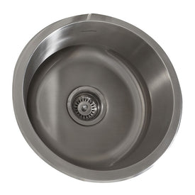 Portsmouth 16" Single Bowl Round Stainless Steel Undermount Bar/Prep Sink with Drain