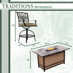 TRAD5PCFPBR Outdoor/Patio Furniture/Patio Bar Furniture