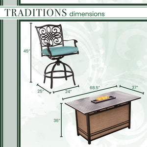 TRAD5PCFPBR-BLU Outdoor/Patio Furniture/Patio Bar Furniture