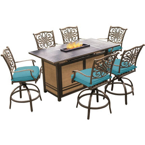 TRAD7PCFPBR-BLU Outdoor/Patio Furniture/Patio Bar Furniture