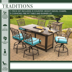 TRAD7PCFPBR-BLU Outdoor/Patio Furniture/Patio Bar Furniture