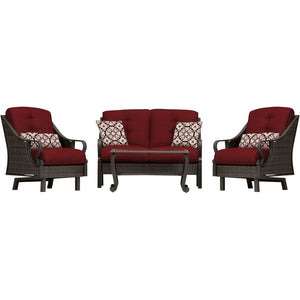 VENTURA4PC-RED Outdoor/Patio Furniture/Patio Conversation Sets