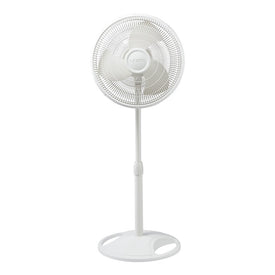 16" Three-Speed Oscillating Stand Fan - White