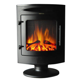 Electric Fireplace Freestanding Black 20 Inch Includes Logs Mesh Door 2 Settings