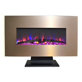 Electric Fireplace Freestanding/Wall Mount Bronze 36 Inch Includes Logs Glass