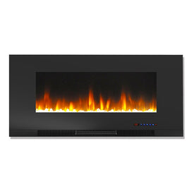 Electric Fireplace Freestanding/Wall Mount Black 42 Inch Includes Crystals Glass 2 Settings