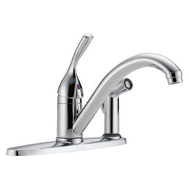 Kitchen Faucet Includes Integral Spray 8 Inch Spread 1 Lever ADA Chrome Swivel 360 Degree