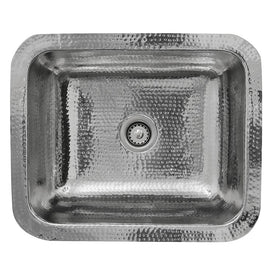 Brightwork Home 17.5" Single Bowl Hammered Stainless Steel Dual-Mount Bar/Prep Sink