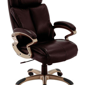Atlas Executive Office Chair with Upholstered Faux-Leather Seat and Copper-Wheeled Base