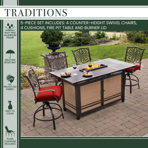 TRAD5PCFPBR-RED Outdoor/Patio Furniture/Patio Bar Furniture