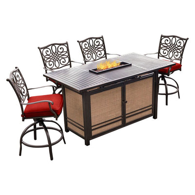 Product Image: TRAD5PCFPBR-RED Outdoor/Patio Furniture/Patio Bar Furniture