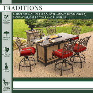 TRAD7PCFPBR-RED Outdoor/Patio Furniture/Patio Bar Furniture