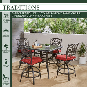 TRADDN5PCSQBR-R Outdoor/Patio Furniture/Patio Dining Sets